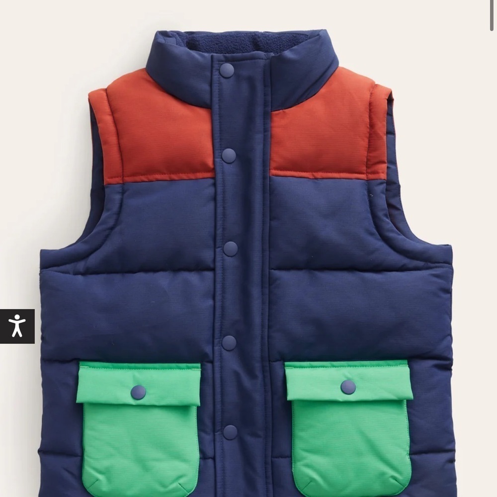 Mini Boden Kids' Lofty Sports Puffer Vest Size 11-12Y